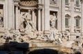 Trevi Fountain detail, Oceanus under triumphal arch in chariot being pulled by two ocean horses Royalty Free Stock Photo