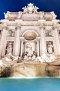 Trevi Fountain, Italian: Fontana di Trevi, illuminated by night in Rome, Italy. Royalty Free Stock Photo