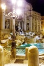 The trevi fountain at the night