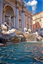 Trevi Fountain and Pool in Rome Italy Royalty Free Stock Photo