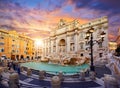 Trevi Fountain in Rome, Italy. Ancient Roman statues at piazza Royalty Free Stock Photo
