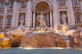 Trevi Fountain in Rome at sunset. Royalty Free Stock Photo