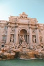 Trevi Fountain in Summer Rome. Landmark beautiful architecture with high detailing. Italy 2019 Royalty Free Stock Photo