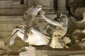 Trevi Fountain triton and hippocamp at night