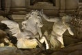 Trevi Fountain triton and hippocamp at night