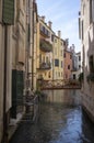 Treviso city / ITALY - June 17, 2018: Romantic Treviso city streets on the start of tourist season