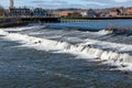 Trews weir on the river Exe Royalty Free Stock Photo