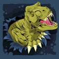 T Rex cartoon dinosaur ripping Royalty Free Stock Photo