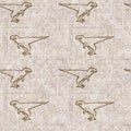 TRex dinosaur extinct seamless linen style pattern. Organic natural tone on tone fossil design for throw pillow, soft