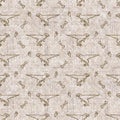TRex dinosaur extinct seamless linen style pattern. Organic natural tone on tone fossil design for throw pillow, soft