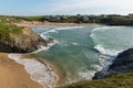 Treyarnon Bay beach and waves coast Cornwall England UK Cornish north between Newquay and Padstow