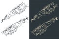 Tri axle boat trailer isometric blueprints