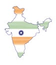 Tri color indian flag and map Royalty Free Stock Photo