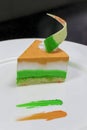 Tri-coloured Layer Cheese Cake Close up Independence or Republic Day Special