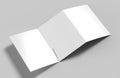 Tri-fold Blank white reinforced A4 single pocket folder catalog on grey background for mock up. 3D rendering. Royalty Free Stock Photo