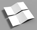 Tri-fold Blank white reinforced A4 single pocket folder catalog on grey background for mock up. 3D rendering. Royalty Free Stock Photo