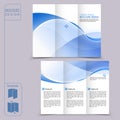 Tri-fold blue template for business advertising brochure Royalty Free Stock Photo