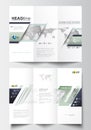 Tri-fold brochure business templates on both sides. Easy editable layout in flat design