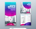 Tri fold brochure design. Cool business template for tri fold flyer. Layout with modern circle photo and abstract Royalty Free Stock Photo