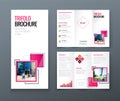 Tri fold brochure design. Corporate business template for tri fold flyer with rhombus square shapes.