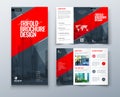 Tri fold brochure design with line shapes, corporate business template for tri fold flyer. Creative concept folded flyer