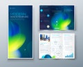 Tri fold brochure design with liquid abstract element. Corporate business template for trifold flyer. Layout with modern