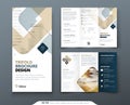 Tri fold brochure design with square shapes, corporate business template for tri fold flyer. Creative concept folded Royalty Free Stock Photo