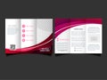 Tri-fold brochure layout, pink and white flyer. For design and printing. pink wavy trifold brochure template Royalty Free Stock Photo