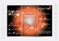 Tri-Fold Brochure mock up vector design. background with shiny elements. Royalty Free Stock Photo