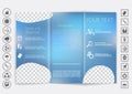 Tri-Fold Brochure mock up vector design. Smooth unfocused bokeh background.