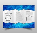 tri-fold brochures, square design templates. Molecular construction with polgonal design, scientific pattern on abstract polygonal