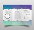 Tri-fold brochures, square design templates. Molecular construction with polgonal design, scientific pattern on abstract polygonal Royalty Free Stock Photo