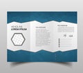 Tri-fold brochures, square design templates. Molecular construction with polgonal design, scientific pattern on abstract polygonal