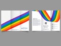 Tri-fold LGBT BROCHURE. Waves. lyer report template. design vector illustration. Modern trifold template. Royalty Free Stock Photo