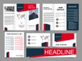 Tri fold red brochure design with square shapes, corporate business template for tri fold flyer. Collection of folded Royalty Free Stock Photo