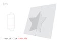 Tri Fold Star Brochure Template, Vector with die cut / laser cut lines. White, blank, clear, isolated mock up