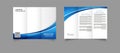 Tri fold wave brochure layout. Blue and white flyer. For design and print . Blue wavy tri-fold brochure template Royalty Free Stock Photo