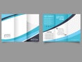 Tri fold wave brochure layout. Blue and white flyer. For design and print. Easy to edit. Royalty Free Stock Photo