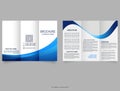 Tri fold wave brochure layout. Blue and white flyer. For design and print Royalty Free Stock Photo
