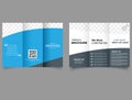 Tri fold wave brochure layout. Vector editable template. corporate trifold brochure Royalty Free Stock Photo