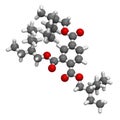 tri-octyl-trimellitate (TOTM, tris (2-ethylhexyl) trimellitate) plasticizer molecule. 3D rendering. Alternative to phthalate