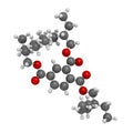 tri-octyl-trimellitate (TOTM, tris (2-ethylhexyl) trimellitate) plasticizer molecule. 3D rendering. Alternative to phthalate