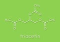 Triacetin glycerin triacetate molecule. Skeletal formula.