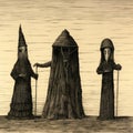 Triad Of Spectres A Performance Art Inspired By Edward Gorey Royalty Free Stock Photo