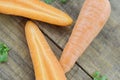 Triagle made of fresh carrots on wooden rustic Royalty Free Stock Photo