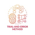 Trial and error method red gradient concept icon Royalty Free Stock Photo