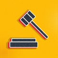 Trial hammer pop art, retro icon. Vector illustration of pop art style