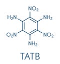 Triaminotrinitrobenzene TATB explosive molecule. Skeletal formula.
