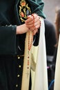 Triana nazarene, woman with rosary in her hands, brotherhood of Hope, Holy Week in Seville, Andalusia, Spain Royalty Free Stock Photo