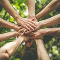 Triange Teamwork Togetherness Collaboration Concept.Top view Hands were a collaboration concept of teamwork Royalty Free Stock Photo